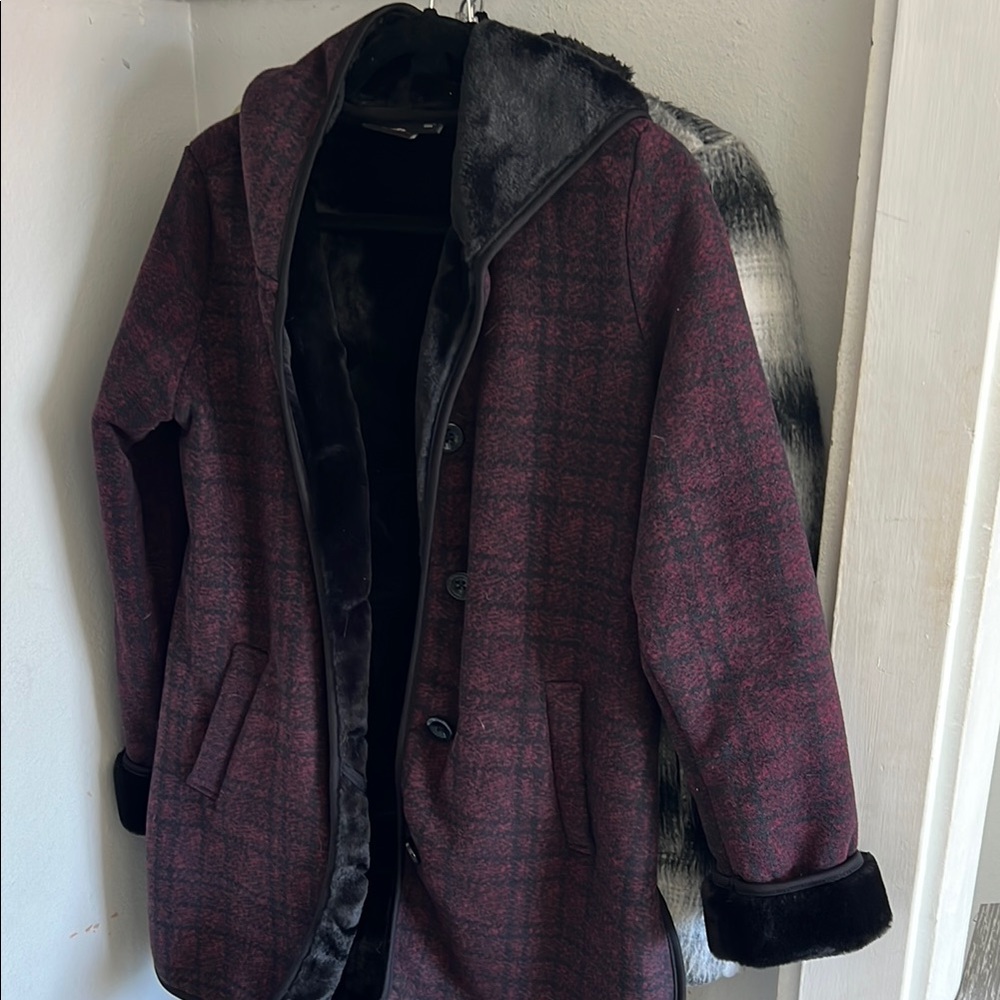 Women's Plaid Jacket with Faux Fur Lining